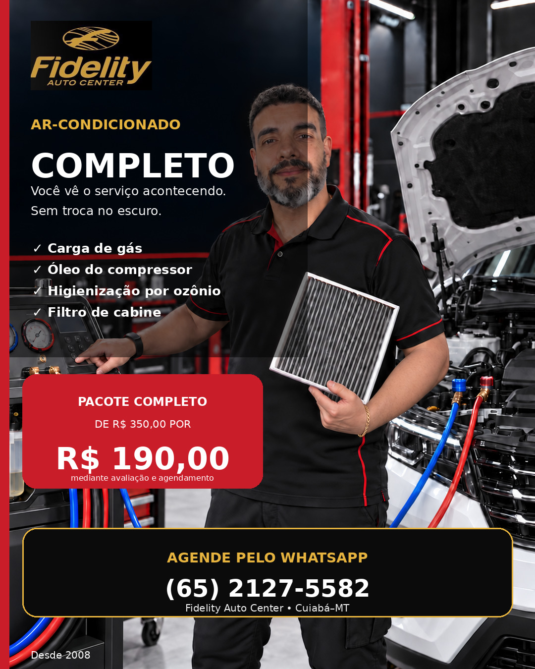 Oferta Fidelity de ar-condicionado completo por R$ 190,00